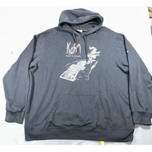 Korn Hoodie Mens 3XL Black Fleece Pullover Follow The Leader Graphic Rock Band